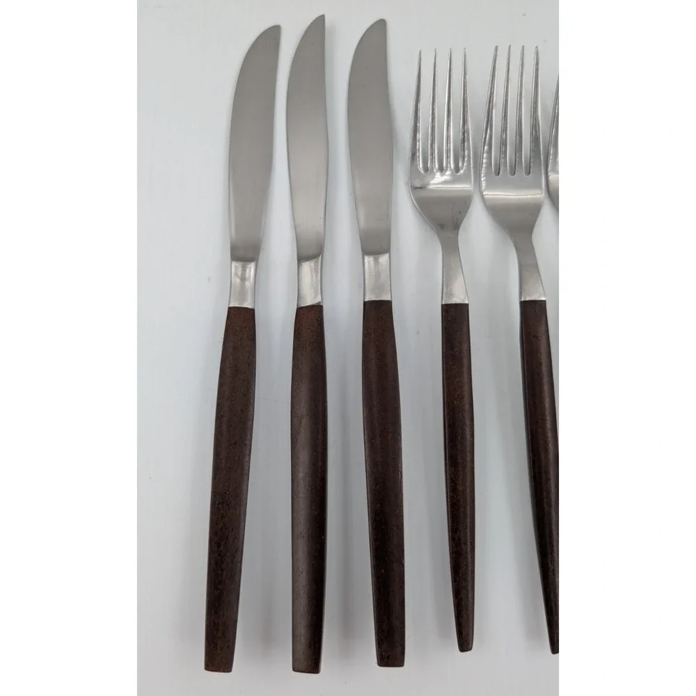 Epic Forged Stainless Brown Flatware MCM 10 Pieces Spoons Forks Knives
